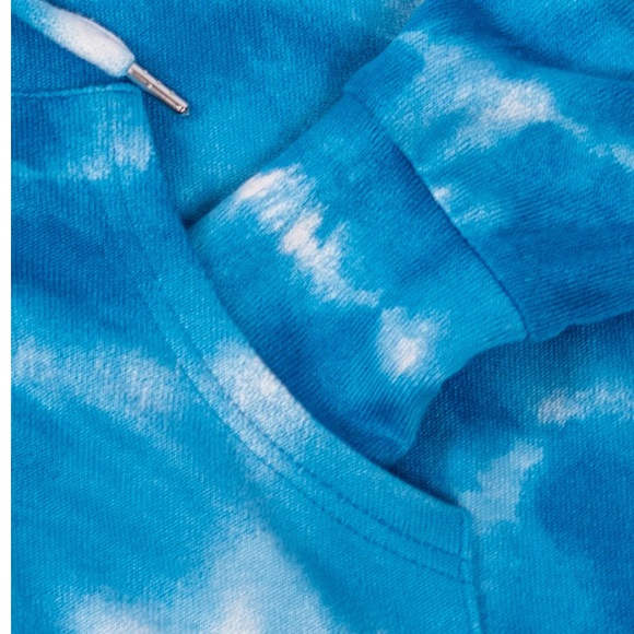 HOODIE zip up hoodie teal tie dye size large - Picture 5 of 11